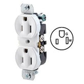 Leviton 5320-4 Duplex Receptacle, Less Plaster Ears, All Screws Backed Out